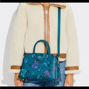 NWT COACH Lille carry all crossbody purse green large flowers